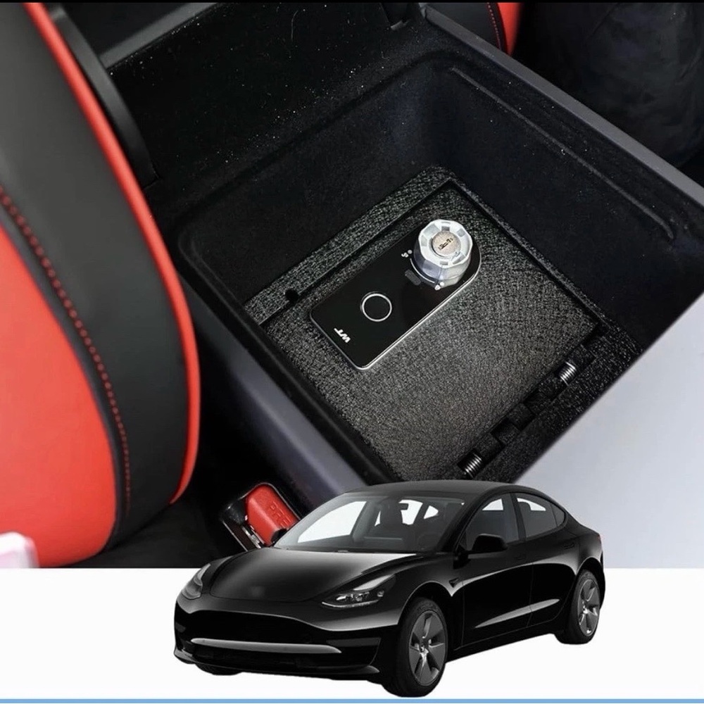 Center Console Gun Safe Vault - Console Lock Box for Tesla Mode